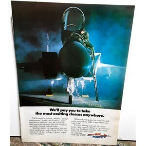 1986 U.S. Air Force Vintage Recruiting Advertising Print Ad Fighter Jet Cockpit